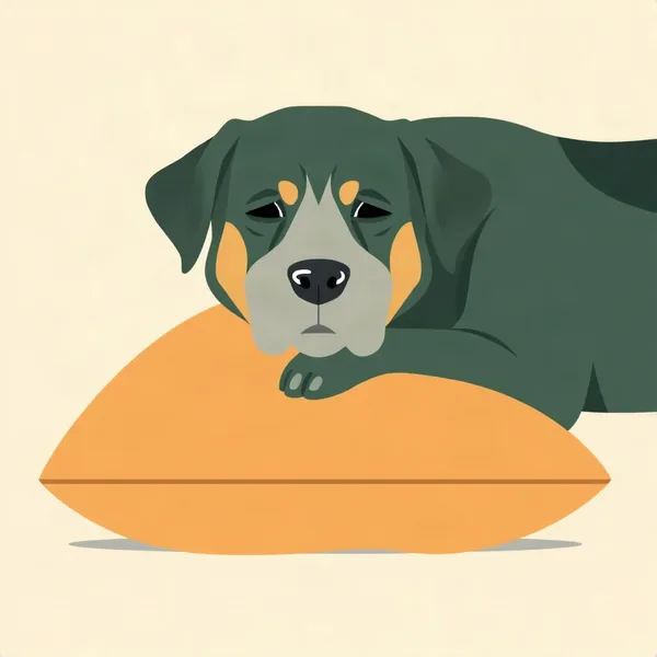 Illustration of a senior dog with a grey muzzle
